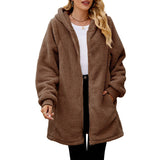 Winter New Loose Plush Women's Long-Sleeved Hooded Zipper Cardigan Jacket