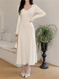 church outfit Korean Style Knitted Bottoming Knitted Dress Women's Autumn and Winter A- line Large Swing Dress