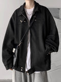 Nukty Fashion High Street Hiphop Autumn and Winter Lapel Suede