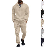 Nukty-shop Autumn and Winter Men's Two-Piece Sweater Jacquard Street Fashion Casual Sportswear Suit