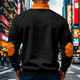 Winter Fleece-lined Stand Collar Half Zipper Sweater Men's Casual Color Matching Pocket Loose Casual Men's Sweater