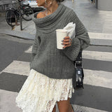 fall inspo outfits Autumn and Winter Long Sleeve Top Elegant Socialite Loose Bell Sleeve Sweater Women's Clothing