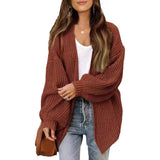 fall fashion Women's 2024 New Fashion Lantern Sleeve Sweater Women's Coat Thick Wool Pocket Knitted Cardigan