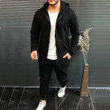 Autumn and Winter Sports Men's Solid Color Fashion Casual Suit Hooded Cardigan Jacket Solid Color