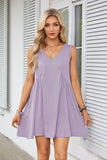 Nukty 2024 Women's Clothing Spring and Summer New V-neck Sleeveless Pleated Vest Pocket Dress