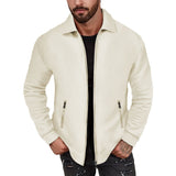 Coat Men's Spring Youth Waffle Zipper Pocket Lapel Slim Cardigan Men's Jacket Coat