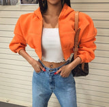 Nukty Autumn Baseball Fall Fashion Jackets For Women Zip Up Orange Crop Top Jackets Coats Streetwear Varsity Bomber Jacket