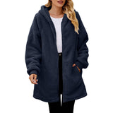 Winter New Loose Plush Women's Long-Sleeved Hooded Zipper Cardigan Jacket