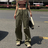 birkenstock clogs outfit fall Overalls Women's Personalized Street Casual Loose Slimming Lace-up Multi-Pocket Trendy Straight