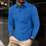 Waffle Lapel Long Sleeve Zipper Men's Jacket High Street Casual Men's Autumn Jacket