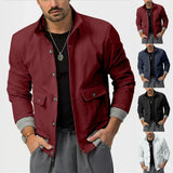 Nukty-shop Autumn and Winter Men's British Plus Size Men's Corduroy Long Sleeve Fashion Jacket Workwear Jacket Stand Collar