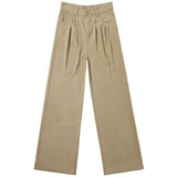 fall fashion Khaki Narrow Straight Jeans for Women Spring and Autumn New High Waist Small American Wide Leg Pants