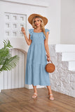 Nukty Women's Clothing Flying Sleeve Square Neck Off-shoulder Pleated Hem Dress
