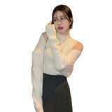 Nukty-shop fall outfit men Knitted Vest Outer Shawl Cardigan Two-Piece Set Autumn and Winter Korean Style Half Turtleneck Light Mature Sweater for Women