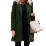 men’s fall fashion 2024 Women's New Winter Mid-Length Breasted Solid Color Suit Jacket.