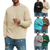 Waffle Autumn Long-Sleeved Men's Autumn and Winter round Neck Bottoming Sweater Men