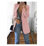 2000s fashion New Spring and Autumn Women's Long Sleeve Solid Color Pocket Cardigan Small Suit Jacket