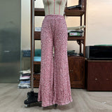 Summer High Waist Slimming Trousers Women Solid Color Sequins Fashion Casual Wide Leg Pants Women