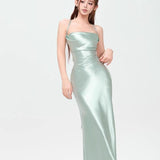 dresses New French Style Sexy Satin Sling Dress Advanced Design Summer Lace-up Waist Dress Temperament Dress