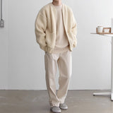 streetwear men outfits Solid Color round Neck Knitted Cardigan Coat Men's 2024 Autumn and Winter Fashion Youth Trendy All-Match Casual plus Size Top