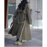 Nukty New Women Overcoat Long Solid Slim Patchwork Lapel Double Breasted Casual Office Lady Fashion Winter Female Coats Elegant
