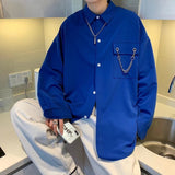 shirt Klein Blue Shirt Men's Long Sleeve High-Grade Design Niche Shirt Jacket American Retro Workwear
