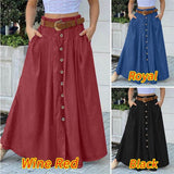 skirt outfits New Autumn Women's Long Skirt Button High Waist Solid Color Pocket Casual Women's Skirt