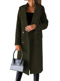 Women's Spring 2024 New Coat All-Match Woolen Coat Solid Color Long Sleeve Double Breasted Pocket