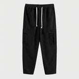 Men's Corduroy Trousers Solid Color Sports Pants Loose Straight Multi-Pocket Men's Thin Casual Pants Autumn and Winter