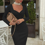 outfit inspo Autumn New Beautiful Women's Clothing Solid Color Sexy Arm Mid-Length Dress