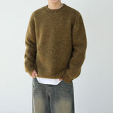 mens fashion Lazy round Neck Wool Sweater Men's Autumn and Winter Korean Style Trendy Loose Soft Glutinous Plush Sweater