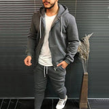 Autumn and Winter Sports Men's Solid Color Fashion Casual Suit Hooded Cardigan Jacket Solid Color