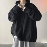 Nukty Men Pullover Hoodie Korean Style Classic Solid Color Casual Hoodies Oversized Loose Hooded Knitwear Mens Knitted Pullovers