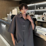 Nukty Chic Buttons Decor Shirt Men Lapel Short Sleeve Korean Style Fashion Men Clothing Summer Personality Streetwear Casual Shirts
