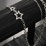 Nukty Y2K Star Zircon Pendant Necklace for Women Luxury Sweet Cool Girl Punk Heart Clavicle Chain 2024 New Fashion Jewelry Party Gift