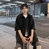 Nukty Streetwear Men's Glitter Shirts Summer Short Sleeve Oversized Chic All-match Shirt Men Women Korean Daily Loose Tops Black/White