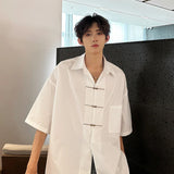 Nukty Chic Buttons Decor Shirt Men Lapel Short Sleeve Korean Style Fashion Men Clothing Summer Personality Streetwear Casual Shirts