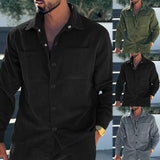 Men's Shirt High Quality Corduroy Leisure Multi-pocket Solid Color Cargo Shirt Cardigan Men's Clothing