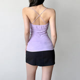 Nukty Elegant Solid Folds Camis Vintage 2000s Skinny Strap Crop Tops Women Holiday Style Transparent Mesh Tees Ladies y2k Vest