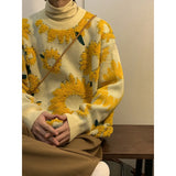 Nukty Winter Sunflower Warm Sweaters Male O-Neck Pullovers Sweater for Men Loose Casual Sweater Oversize Thick Knitted Couple Unisex