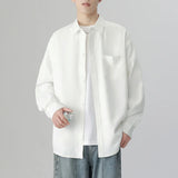 Nukty 6 Colors Men's Baggy Long Sleeve Shirt Fashion Korean Lapel Coat Tops Youth Casual Classic Simple Male Clothes Trendy Brand