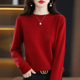 Nukty Cashmere Sweater Women's Knitting Sweater 100% Pure Merino Wool Winter Fashion Basic V-neck Chic Top Autumn Warm Pullover