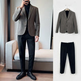 Nukty fashion suits for men 2 Piece Outfit Set Man Blazer Business Big Size Full Suit for Men Grey Luxury Ceremony Classic Elegant High Quality Jackets