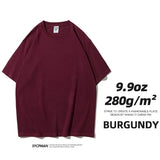 Nukty 280gsm High Qualtity Oversized Heavy T-shirt for Men Short Sleeve Tee Cotton Solid Color Trend Leisure Green White Black