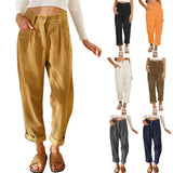 Nukty Autumn and Winter New Women's High waist Casual Pants Europe and America Solid Corduroy Loose Straight Pants Women