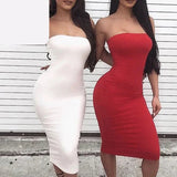 Sexy Off Shoulder Tube Dress Summer Women Black White Basic Bodycon Sundress Strapless Stretchy Bandage Robe Femme
