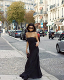 Nukty Women Elegant Solid With Scarf Maxi Dress Sexy Backless Sleeveless Slim Fits Long Robes New Evening Party Club Dresses
