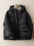 Nukty Winter Oversize Duck Down Coat Women Fashion Warm Thick Hooded Jackets Black Autumn Casual Pocket  Parkas