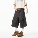 Nukty Mens Cropped Casual Pants Loose New Cotton Cargo Multi Pocket Workwear Summer Outdoor Utility Stretch Comfort Relaxed Fit