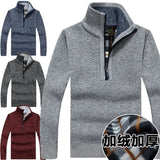Nukty MEN WINTER OUTFIT Men's Fleece Thicker Sweater Half Zipper Turtleneck Warm Pullover High Quality Male Slim Knitted Wool Sweaters For Spring